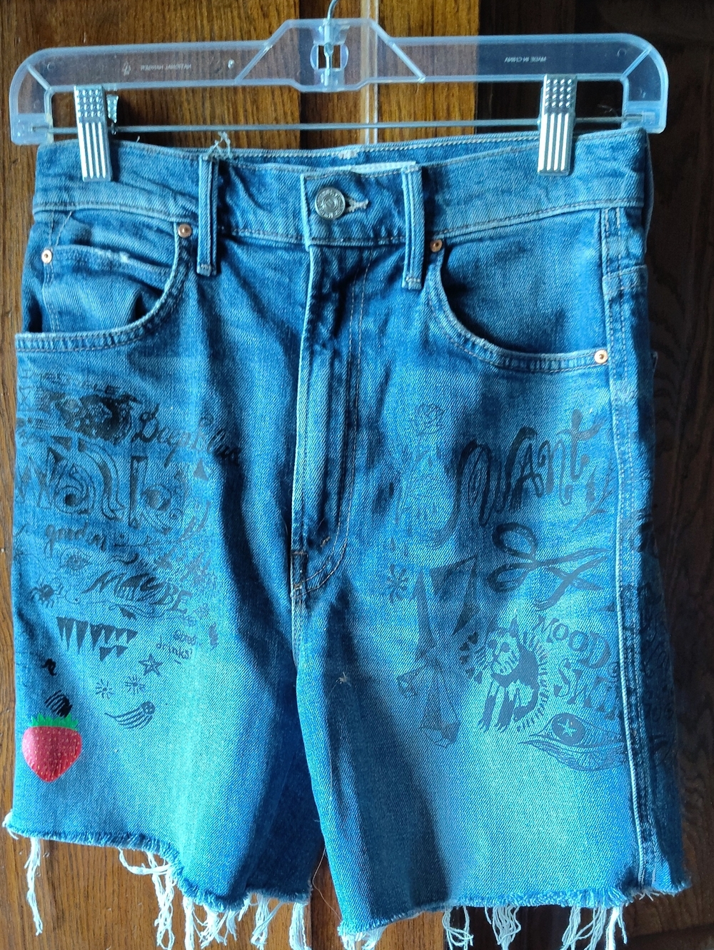 Mother Superior high waisted Distressed Art Jean Shorts Size 26